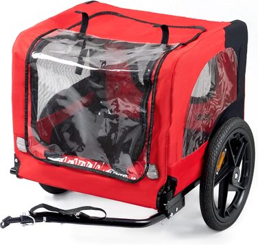 Фаркоп-причіп для собак Soges до 40 кг, складаний, з дихаючої сітки, з внутрішнім повідком, з відбивачами (червоний)