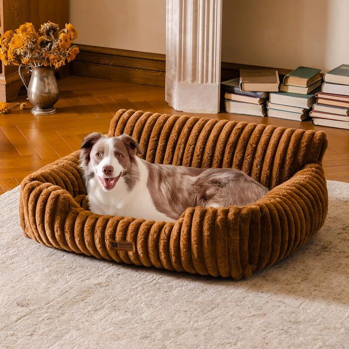 М'яке ліжко для котів та собак MEWOOFUN - зручне лежання, 91x72x30 см, коричневе