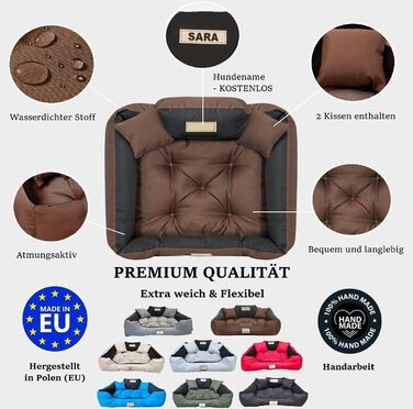 Крісло-ліжко для собак великих порід King Dog: миється, водонепроникне, з можливістю персоналізації (колір: коричневий, розмір M 75x65 см)