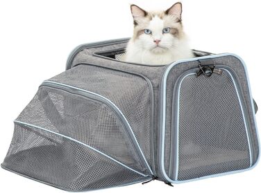 Складана переноска для котів і собак Petsfit, розширювана, авіаційна, з оксфордської тканини, з плечовим ременем
