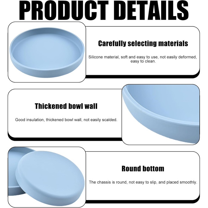 Набір мисок для котів (4 шт.), 18 см, силікон, для сухого та вологого корму (блакитний, жовтий, рожевий, сірий)