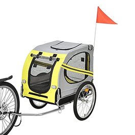 Фahrрадна причеп для собак, складний, Oxford Tuch, з відбивачами, жовтий, 73x137x90 см, до 40 кг