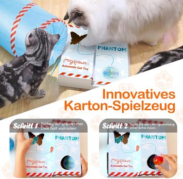 Інтерактивна іграшка для котів Migipaws 2-в-1: електричний м'ячик у тунелі, програмоване управління, іграшка-піймалка метеликів 2.0