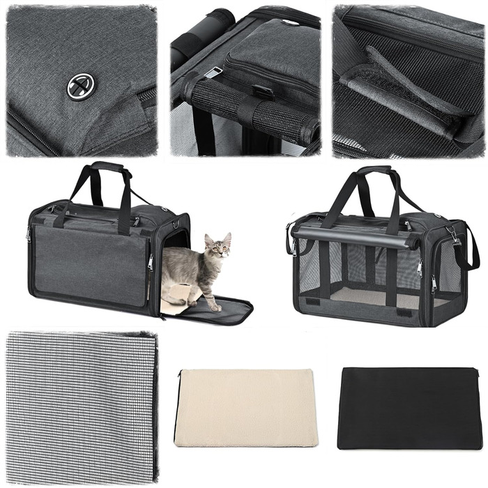 Транспортна переноска для собак та котів (складний бокс) - чорна