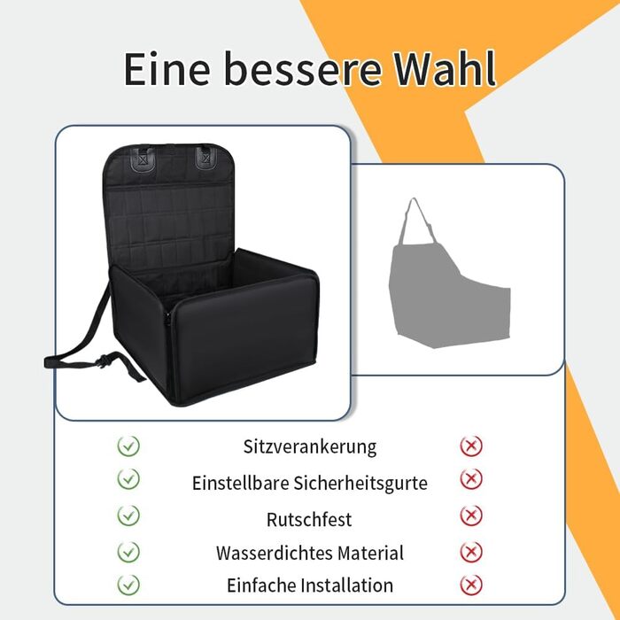 Автомобільний аксесуар для собак CUEMOON: стійкий кріплення на заднє сидіння для малих та середніх собак, чорного кольору