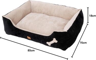 Крісло-ліжко для собак Buddy, чорне, M (85x70 см), знімний чохол