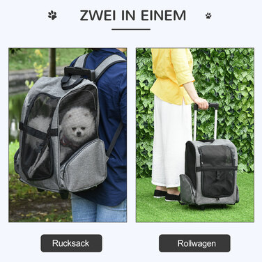 PawHut Dog Trolley 2-в-1 сумка-тоут і рюкзак для домашніх тварин, дихаючий, тканина Оксфорд, з дверима та вікном | Аосом