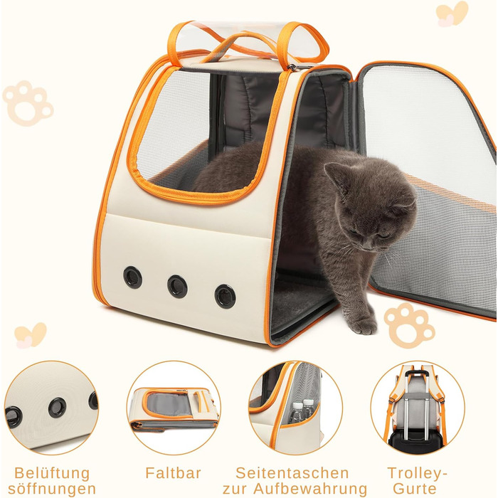 Рюкзак для кота/собаки Dogat, складаний, для перевезення тварин, помаранчевий+білий