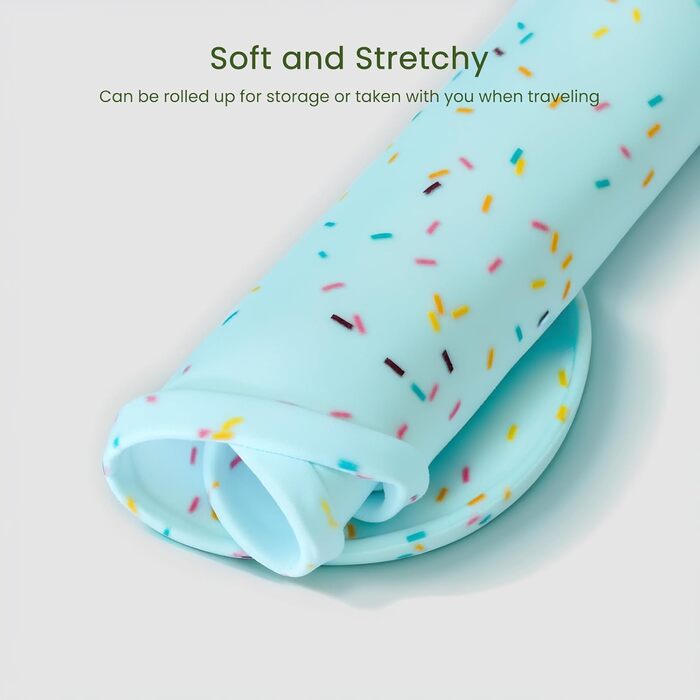 Килимок для годування собак і котів PWTAA, силіконовий, нековзний, з високим бортиком, водонепроникний, 80x40 см, блакитний (Donut)