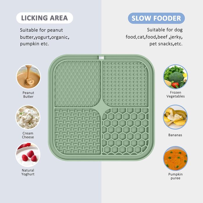 Килимок для собак з присосками, 2 шт. - повільне годування, зменшення тривоги та нудьги, ідеально для дресирування, 21.6 x 21.6 см