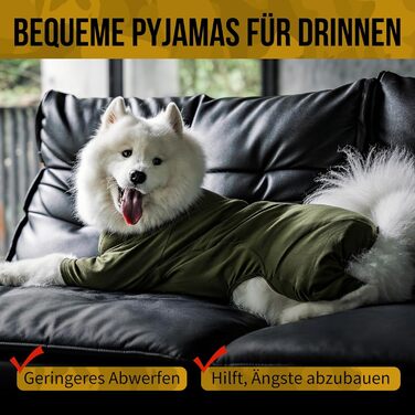 Комбінезон для собак OneTigris FUZZBUD, зелений, L: теплий, еластичний, для собак середніх та великих порід, захист від випадання шерсті, алергії, витікання, ран