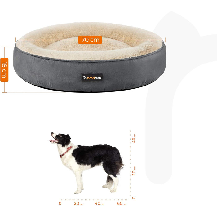 Кругле ліжко для собак та котів Feandrea, діаметр 70 см, темно-сірий колір