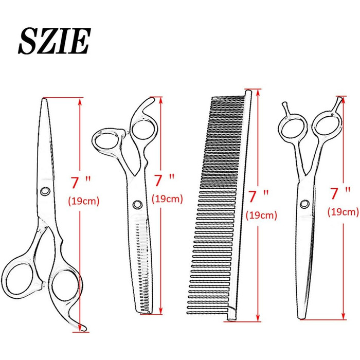 Професійна ножиця для грумінгу собак та котів, 7 дюймів, чорна