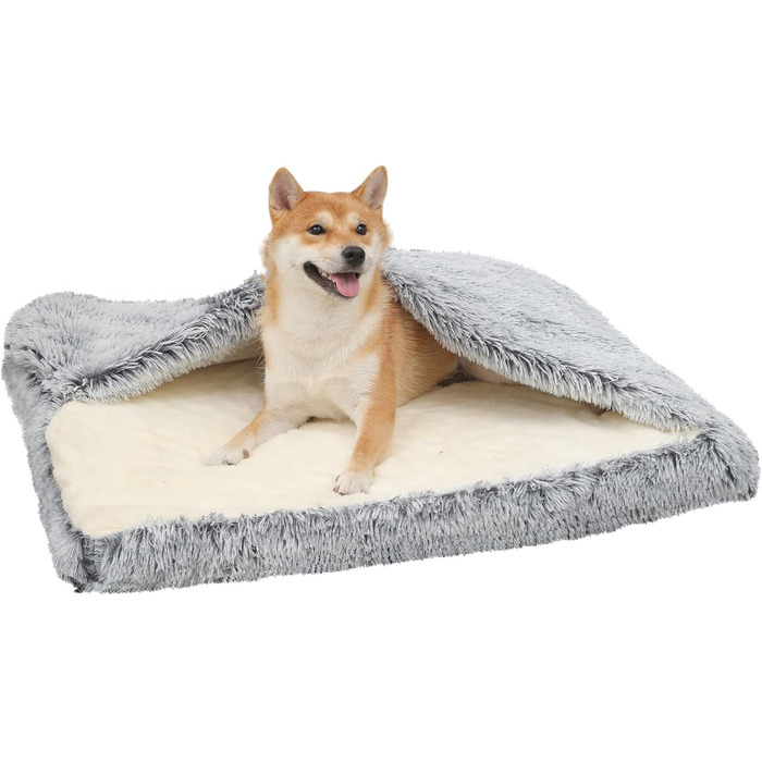 Ортопедичне ліжко для собак з печерею, 84 x 70 см, з ковдрою та антистресовою подушкою з memory foam. Підходить для собак, котів та цуценят.