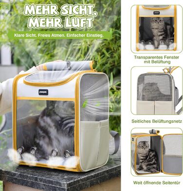Рюкзак для кота великого розміру ALLSOPETS, складний рюкзак для собак та котів, дихаюча переноска для тварин для подорожей, прогулянок та походів (димно-зелений, лимонно-жовтий)