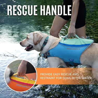 Спасальний жилет для собак великих порід, Ripstop, безпечний захват, регульований, для купання та водних прогулянок (жовто-помаранчевий, L)