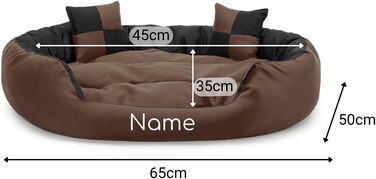 Килимок для собак Lionto 4-в-1 з двостороннім подушкою, 65x50 см, міцний Оксфорд, водонепроникний, з глибоким входом для собак та котів, чорний/коричневий (з нанесенням імені)