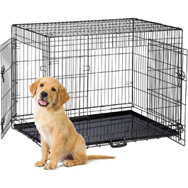 Клітка для собак Relaxdays: зручна переноска для дому та автомобіля, сталь, чорна (87x122x80 см)
