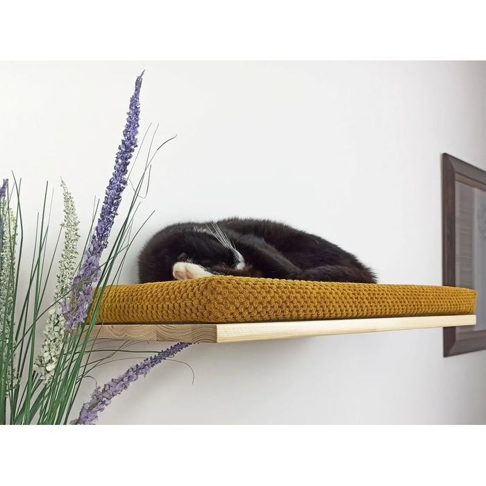 Настінна полиця для котів Cat's Atelier Cozy Nook, 60x37x6 см, натуральна