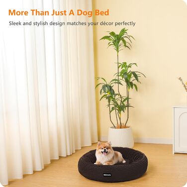 Кругле ліжко для собак середніх порід, котів. М'яке, зручне, знімний чохол, Ø 70 см (60x60x18 см), коричневе