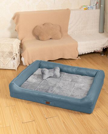Райкоу - ліжко для собак з знімним подушкою, м'яке та миється - місце для сну, подушка для собак, собаче ліжко, килимок для собак - високоякісне ліжко для тварин для вашого вірного друга. (Блакитний, 100 * 80 * 9 см) 100*80*9 см Блакитний