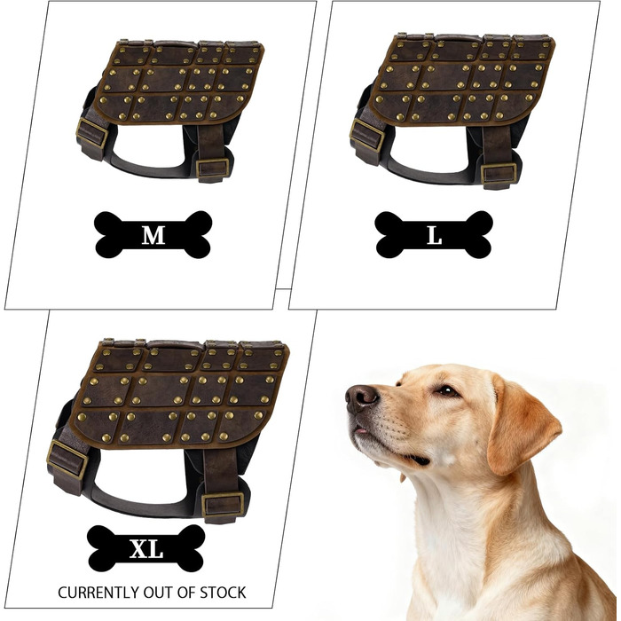 Костюм для собак у середньовічному стилі EpicCos, без повідка, нагрудник з декоративної шкіри, 3 розміри, одяг для косплею, розмір XL (нагрудник для собак, Large)