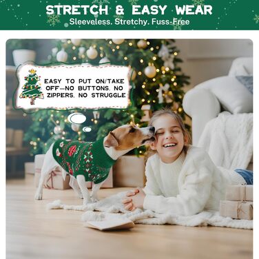 Пуловер для собак QBLEEV – теплий зимовий пуловер з акрилу без рукавів для маленьких собак, XS