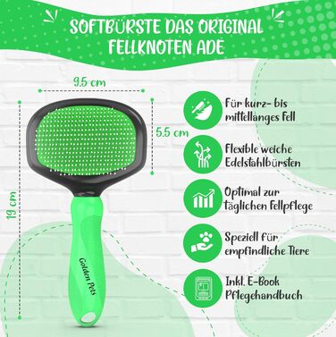 М'яка щітка для котів та собак, TESTURTEIL – переможець у порівняннях, захисні нопочки для чутливої шкіри, розмір M