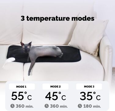 Тепла підстилка для котів та інших тварин Mimi, 50x80 см, 3 режими нагріву, для котів, собак, курчат, кроликів