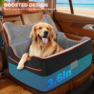 Автокрісло для собак великих та середніх порід, знімний, миючий чохол, до 25 кг або 2 дрібні собаки, чорний / сірий, Large