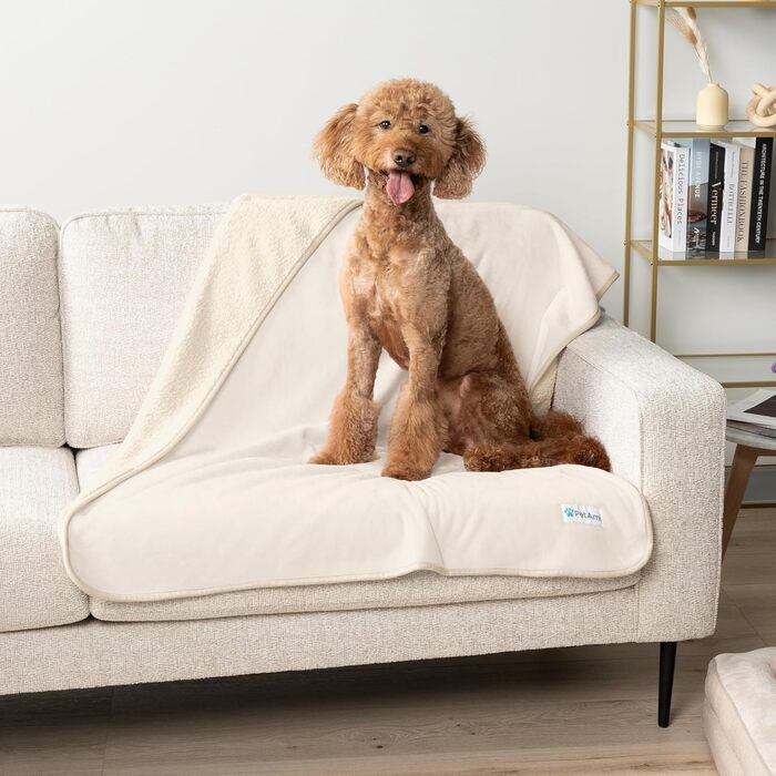 Водонепроникний килимок для собак PetAmi, 60x80 см, рожевий, для ліжок, диванів, собак та кошенят, миючий, рожевий & бежевий