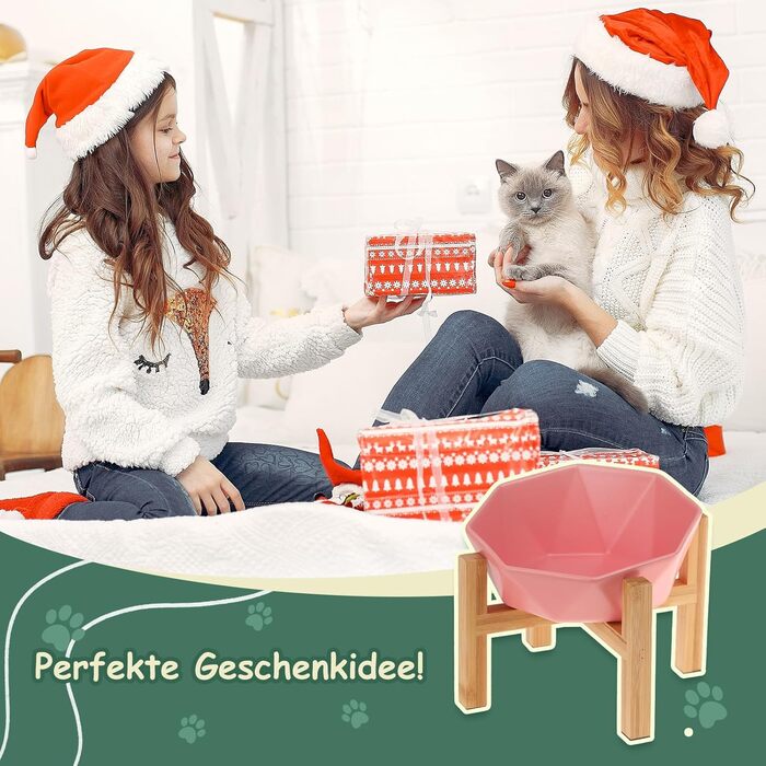 Керамічна годівниця для котів та собак на підставці, нахилена, зелена - 1 шт.