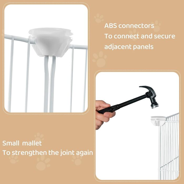 Клітка для кроликів та інших дрібних тварин EUGAD з дверцятами, розширювана, 142x72x36 см, міцний метал, проста збірка, білий колір