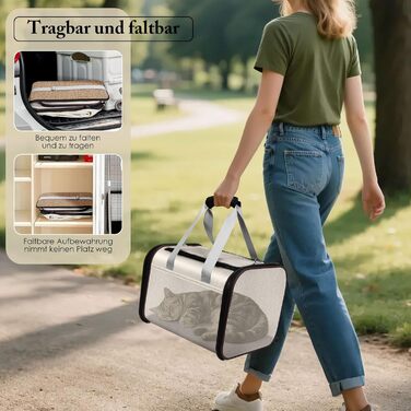 Транспортна переноска для котів та цуценят HEVOL до 10 кг, дихаюча сітка, легка, складна переноска для тварин, підходить для ветеринара, авто, літака