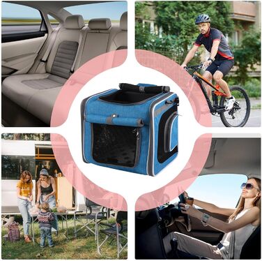 Корзина для собак на велосипед, 36x26x31 см, поліестер, вентиляція, регульована, з 4 дверцятами та плечовим ременем