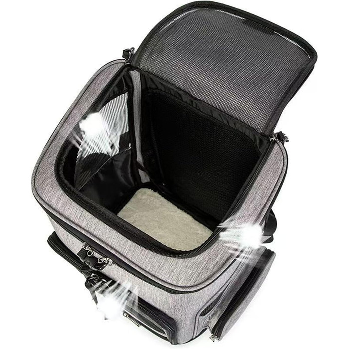 Рюкзак-переноска для котів RASTKY, складана переноска для тварин, міцна переноска для собак та малих тварин до 8 кг, ідеально підходить для відвідування ветеринара, прогулянок у парку, сірий (чорний) (сірий)