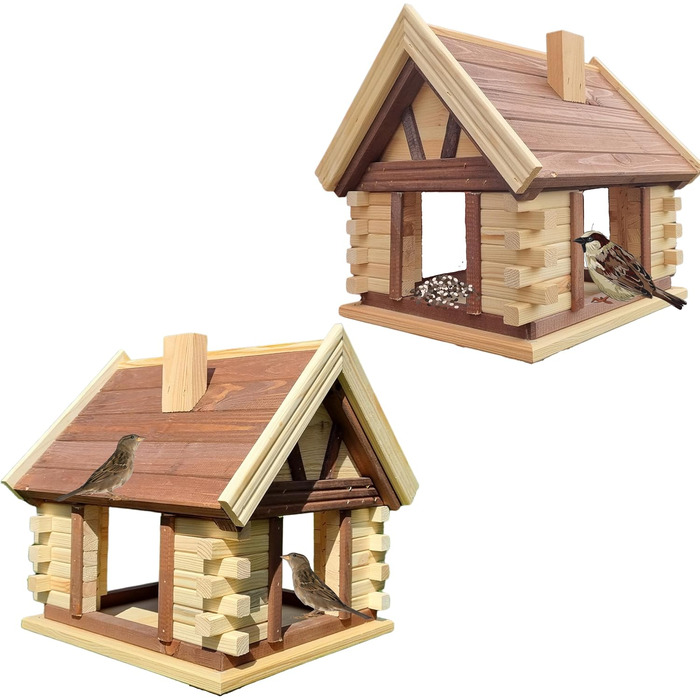 Дерев'яний годівничка для птахів VOGELHAUS, коричнева/натуральна