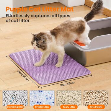 Килимок під лоток для котів Petinstinct, XXL, 60x45 см, фіолетовий