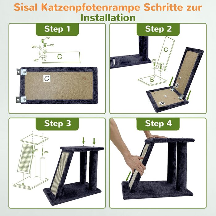 Дерево для котів Globlazer з міцною основою, 2 будиночки, поворотний на 90°, платформа з м'яким покриттям, когтеточка з сизалю, іграшки для котів, велике дерево для котів, дорослих котів та кошенят (XL, темно-сірий)