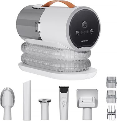 Електронська машинка для стрижки собак AstroPet з пилососом, тиха машинка для грумінгу з 5 насадками для собак та котів, контейнер для пилу 2 л