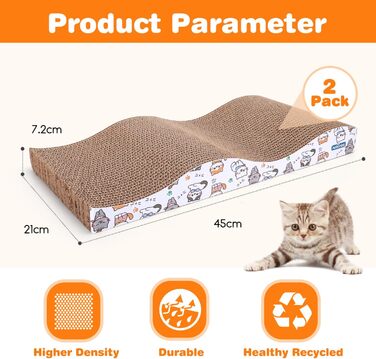 Котячі кігтеточки Nobleza (4 шт.) з м'ятою, з гофрокартону, екологічні, преміум-якість