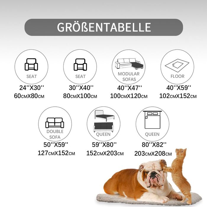 Водонепроникний килимок для собак 80x100 см, Outdoor, миється, для великих собак, м'який, двосторонній, захист дивану, сірий+бежевий, темно-сірий + бежевий