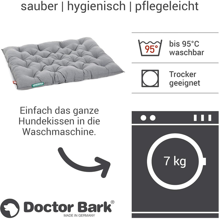 Ортопедичне собаче ліжко Doctor Bark Urban - для великих собак, 90x70 см, сірий колір, Made in Germany
