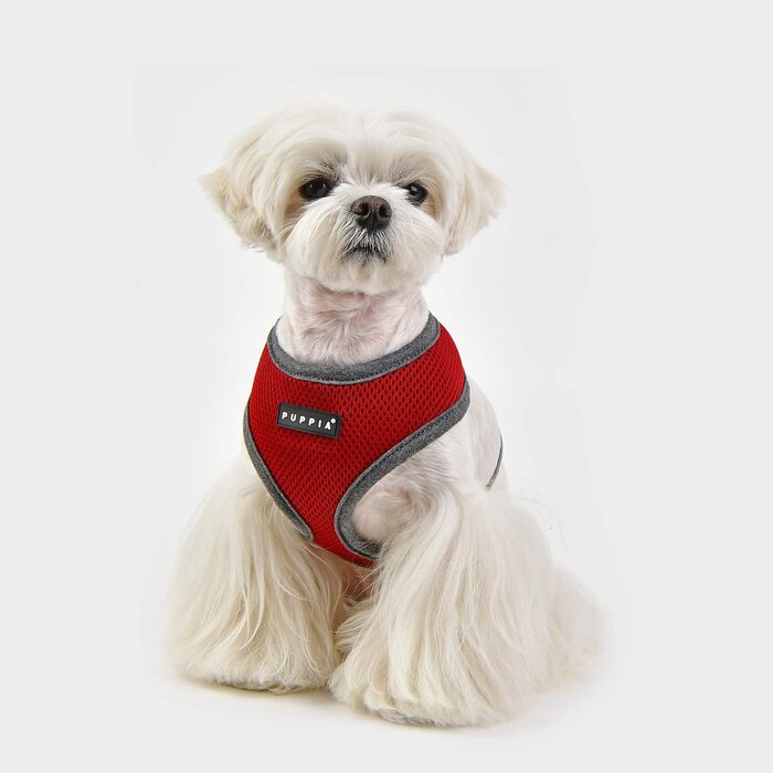 М'яке собаче нашийник Puppia Soft Harness II - для маленьких та середніх собак, регульований, винний колір, розмір M