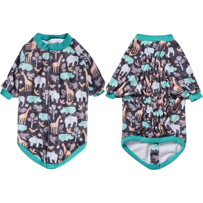 Світер LovinPet для великих порід собак, легкий фланелевий одяг, дихаючий матеріал з принтом 'Бегемот-Зоо', синій, X-Large