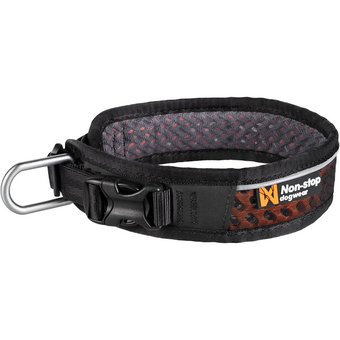 Регульований нашийник Non-stop dogwear Rock Collar для великих собак, чорний/помаранчевий, нейлон або шкіра