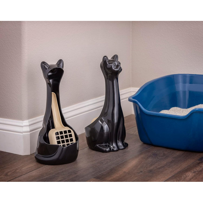 Лопатка для котячого туалету з підставкою New Age Pet, пластик, чорна, 2 шт.
