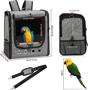 Переносна сумка-переноска для птахів GRLEAYIE: легкий рюкзак для папуги, велика, дихаюча, прозора сумка-переноска для подорожей