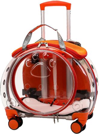 Тролей для домашніх тварин Juebueix з вентиляційними отворами, переноска для котів та собак, роликова переноска, прозоре вікно, візок для маленьких собак та котів, тихі колеса, телескопічна ручка, візерунок 'Sunset Chevron' (Західний горизонт)