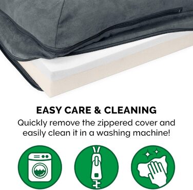 Ліжко для собак Furhaven XXL з ортопедичним матрацом Memory Foam, двоколірний штучний хутро та замша, Г-подібний диван, знімний і праний чохол, сірий, розмір Jumbo Plus (XXL)
